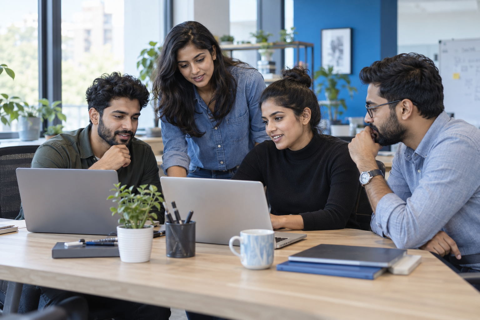 Illustrative software team collaborating